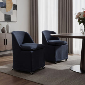 HomeRoots Beige Chenille Wing-Back Dining Chair Set with Wheels - Elegant, Versatile Accent for Any Space 719648