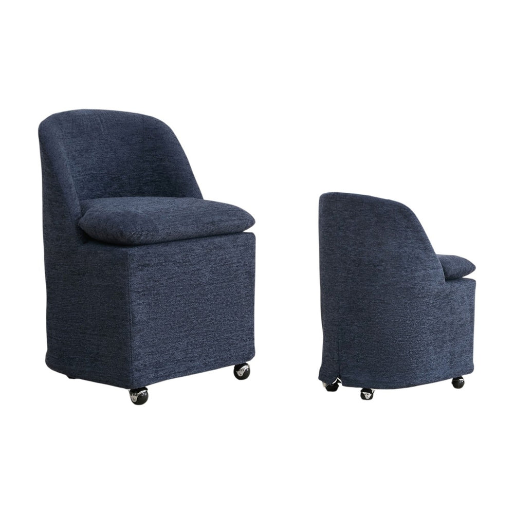 HomeRoots Beige Chenille Wing-Back Dining Chair Set with Wheels - Elegant, Versatile Accent for Any Space 719648