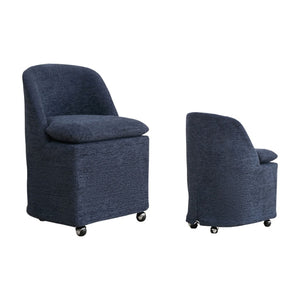 HomeRoots Beige Chenille Wing-Back Dining Chair Set with Wheels - Elegant, Versatile Accent for Any Space 719648
