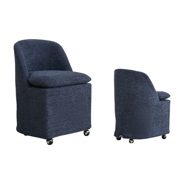 HomeRoots Beige Chenille Wing-Back Dining Chair Set with Wheels - Elegant, Versatile Accent for Any Space 719648