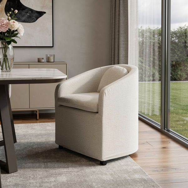 HomeRoots Blue Chenille Wing Back Side Chair - Stylish, Comfortable, and Mobile Accent for Modern Spaces 719649