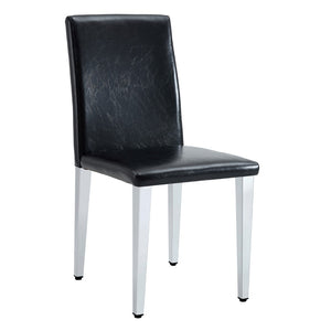 HomeRoots Set of Four Black Faux Leather & Silver Metal Dining Chairs - Stylish, Modern, & Easy to Clean! 719651