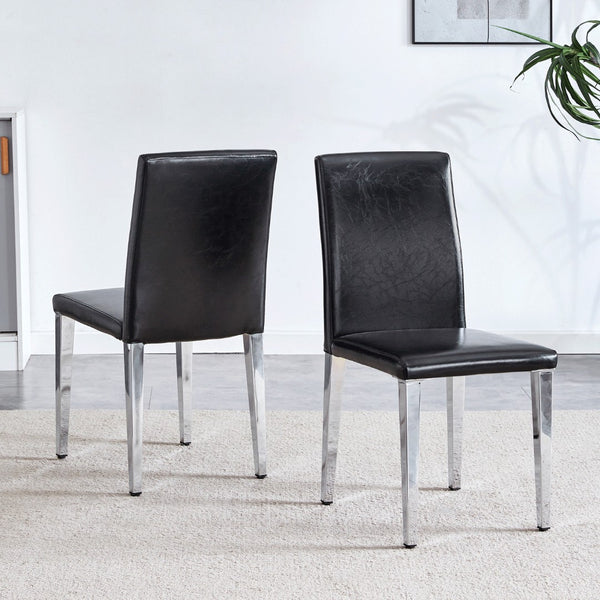 HomeRoots Set of Two Modern White and Gold Faux Leather Dining Chairs - Stylish Accent Seating for Any Room 719652