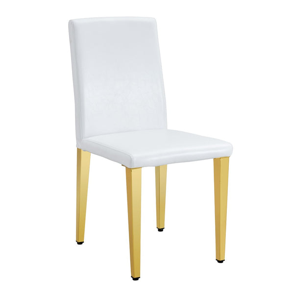HomeRoots Set of Four White and Gold Faux Leather Dining Chairs – Stylish, Comfortable, and Versatile Seating 719653