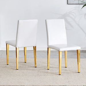HomeRoots Set of Four White and Gold Faux Leather Dining Chairs – Stylish, Comfortable, and Versatile Seating 719653