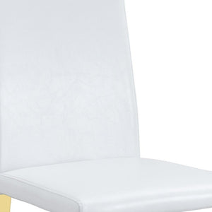 HomeRoots Set of Four White and Gold Faux Leather Dining Chairs – Stylish, Comfortable, and Versatile Seating 719653