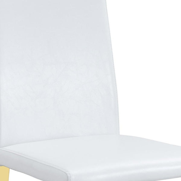 HomeRoots Set of Four White and Gold Faux Leather Dining Chairs – Stylish, Comfortable, and Versatile Seating 719653