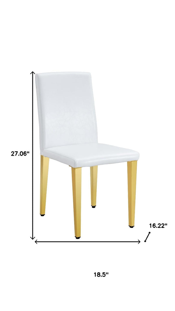 HomeRoots Set of Four White and Gold Faux Leather Dining Chairs – Stylish, Comfortable, and Versatile Seating 719653