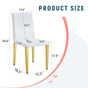 HomeRoots Set of Four White and Gold Faux Leather Dining Chairs – Stylish, Comfortable, and Versatile Seating 719653