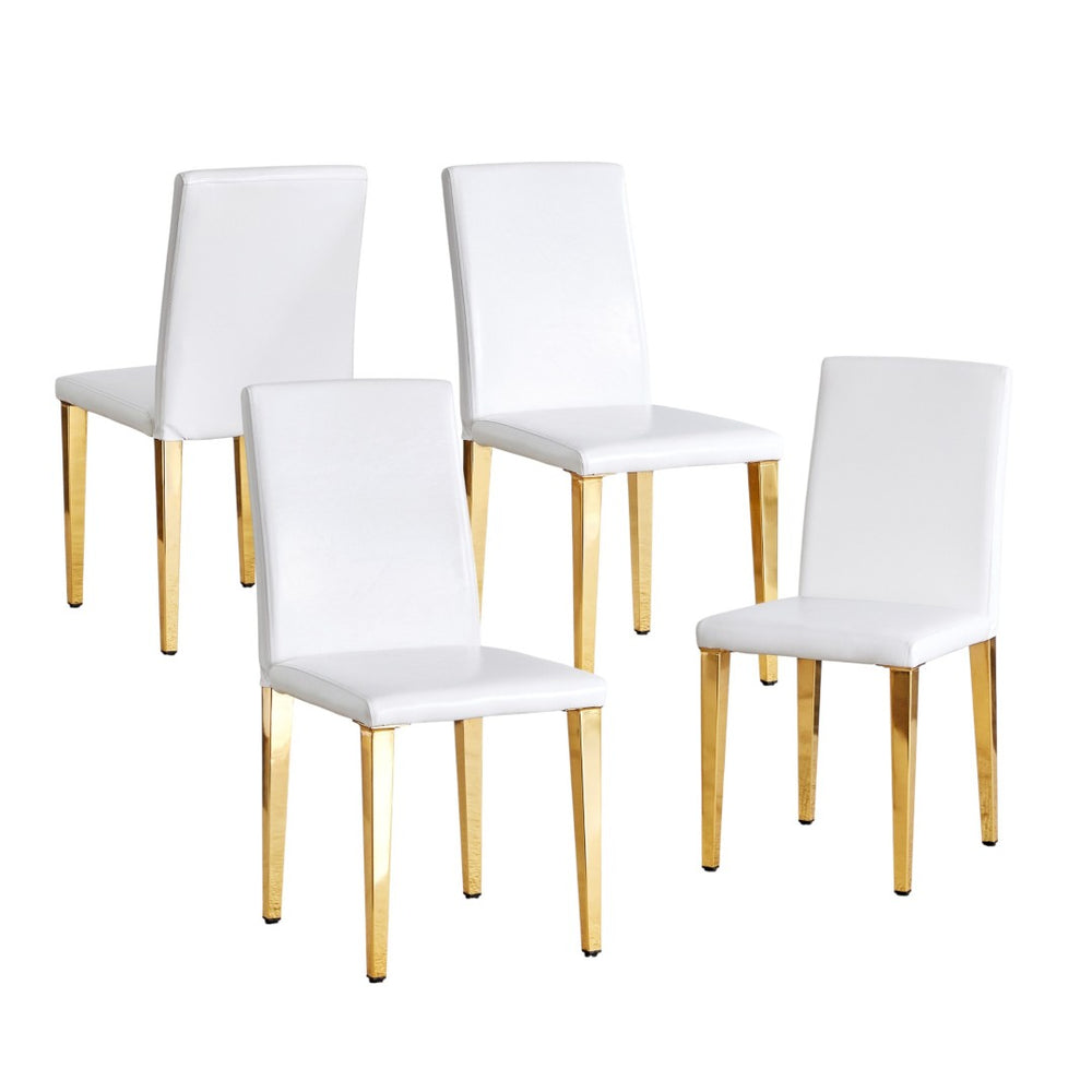 HomeRoots Set of Four Black & Gold Faux Leather Dining Chairs - Modern, Stylish, and Comfortably Versatile 719654