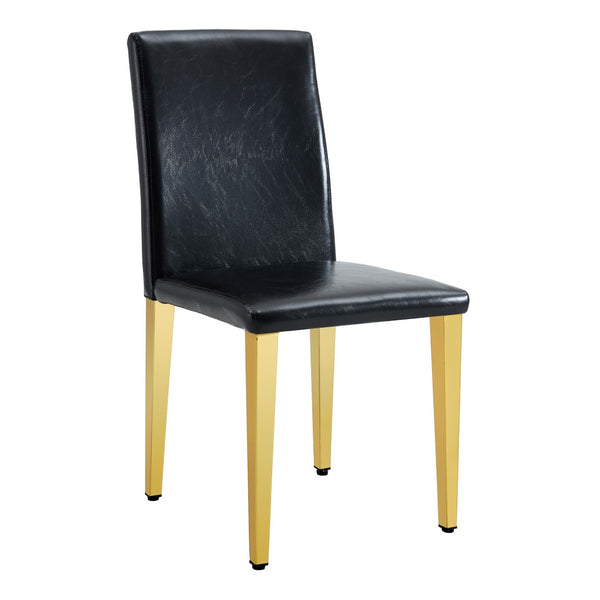 HomeRoots Set of Four Elegant Black and Silver Faux Leather Dining Chairs for Modern Home & Office Décor 719655
