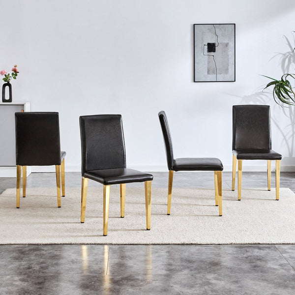 HomeRoots Set of Four Elegant Black and Silver Faux Leather Dining Chairs for Modern Home & Office Décor 719655