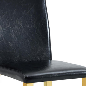 HomeRoots Set of Four Elegant Black and Silver Faux Leather Dining Chairs for Modern Home & Office Décor 719655