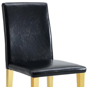 HomeRoots Set of Four Elegant Black and Silver Faux Leather Dining Chairs for Modern Home & Office Décor 719655