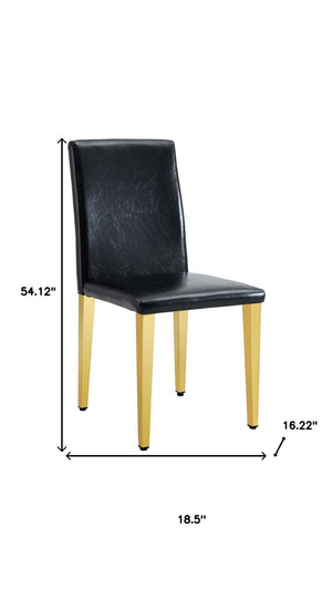 HomeRoots Set of Four Elegant Black and Silver Faux Leather Dining Chairs for Modern Home & Office Décor 719655