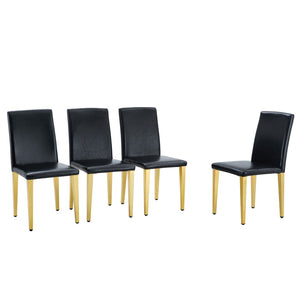HomeRoots Set of Four Elegant Black and Silver Faux Leather Dining Chairs for Modern Home & Office Décor 719655