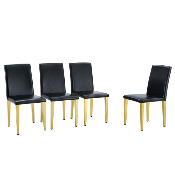 HomeRoots Set of Four Elegant Black and Silver Faux Leather Dining Chairs for Modern Home & Office Décor 719655