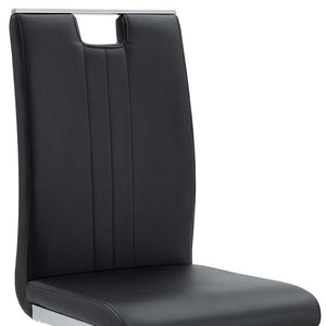HomeRoots Set of Four Modern Black & Silver Faux Leather Side Chairs for Dining, Home Office & Accent Use 719656