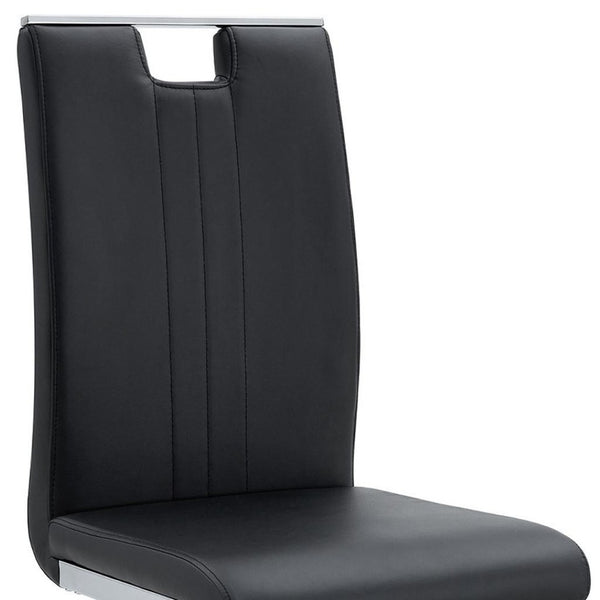 HomeRoots Set of Four Modern Black & Silver Faux Leather Side Chairs for Dining, Home Office & Accent Use 719656