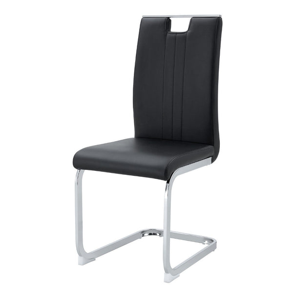 HomeRoots Set of Four Modern Black & Silver Faux Leather Side Chairs for Dining, Home Office & Accent Use 719656