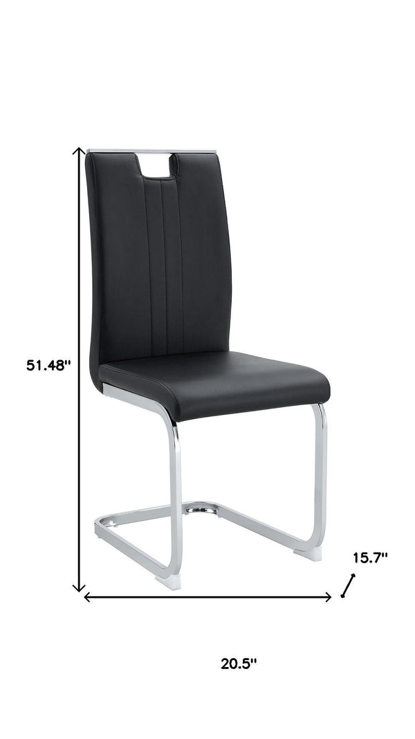 HomeRoots Set of Four Modern Black & Silver Faux Leather Side Chairs for Dining, Home Office & Accent Use 719656