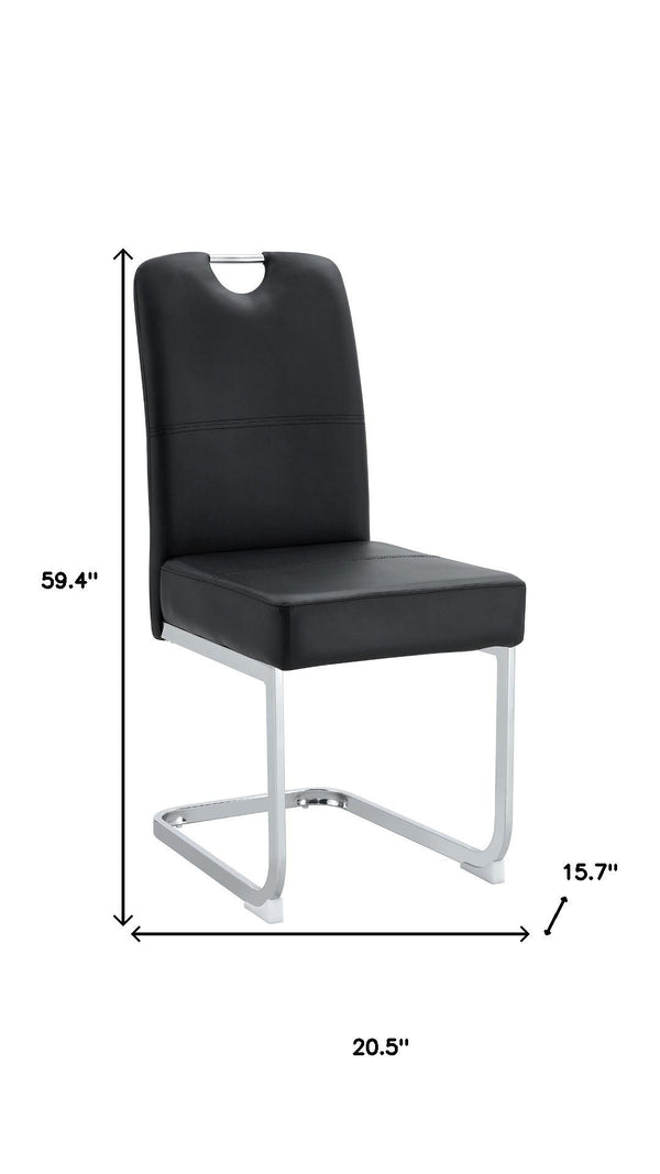 HomeRoots Set of Four Stylish White and Silver Faux Leather Dining Chairs with Geometric Metal Legs 719657