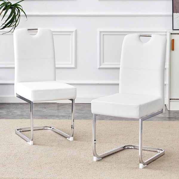 HomeRoots White Velvet and Gold Metal Curved Back Dining Side Chairs - Elegant Comfort for Any Space! 719658