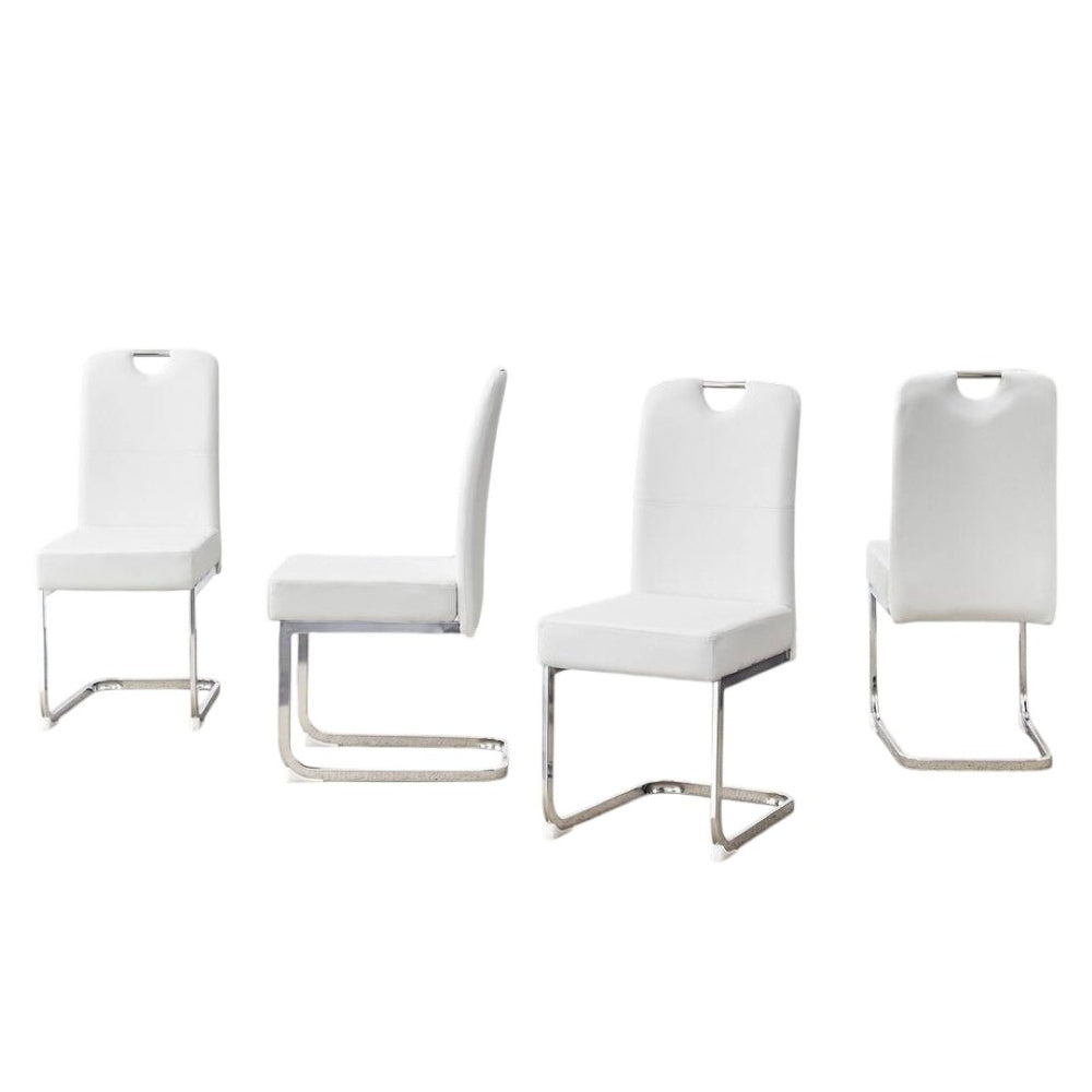 HomeRoots White Velvet and Gold Metal Curved Back Dining Side Chairs - Elegant Comfort for Any Space! 719658