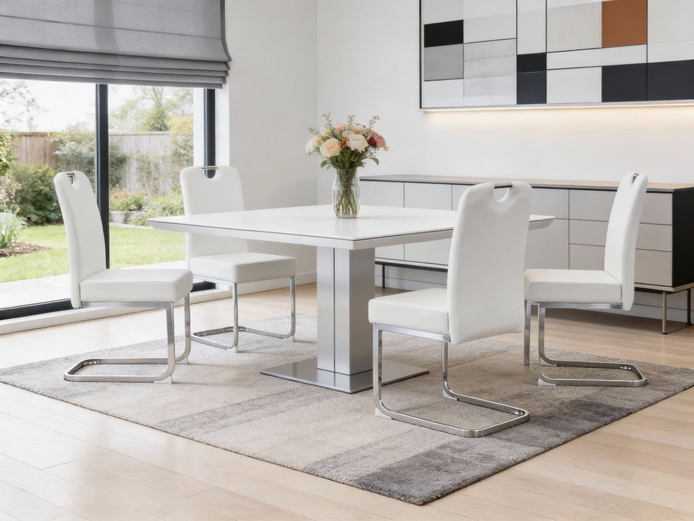 HomeRoots White Velvet and Gold Metal Curved Back Dining Side Chairs - Elegant Comfort for Any Space! 719658