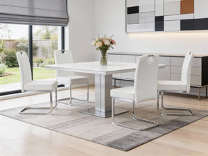 HomeRoots White Velvet and Gold Metal Curved Back Dining Side Chairs - Elegant Comfort for Any Space! 719658