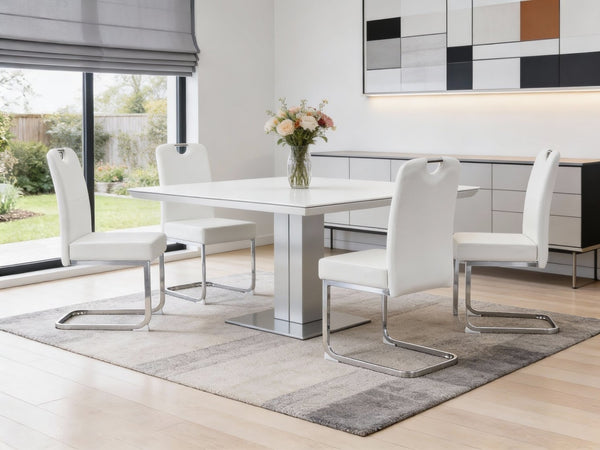 HomeRoots White Velvet and Gold Metal Curved Back Dining Side Chairs - Elegant Comfort for Any Space! 719658