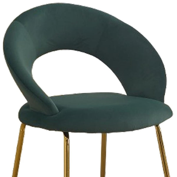HomeRoots Pink Velvet and Gold Metal Curved Back Dining Chair - Chic Accent for Modern Spaces, Durable Design 719660