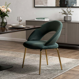HomeRoots Pink Velvet and Gold Metal Curved Back Dining Chair - Chic Accent for Modern Spaces, Durable Design 719660