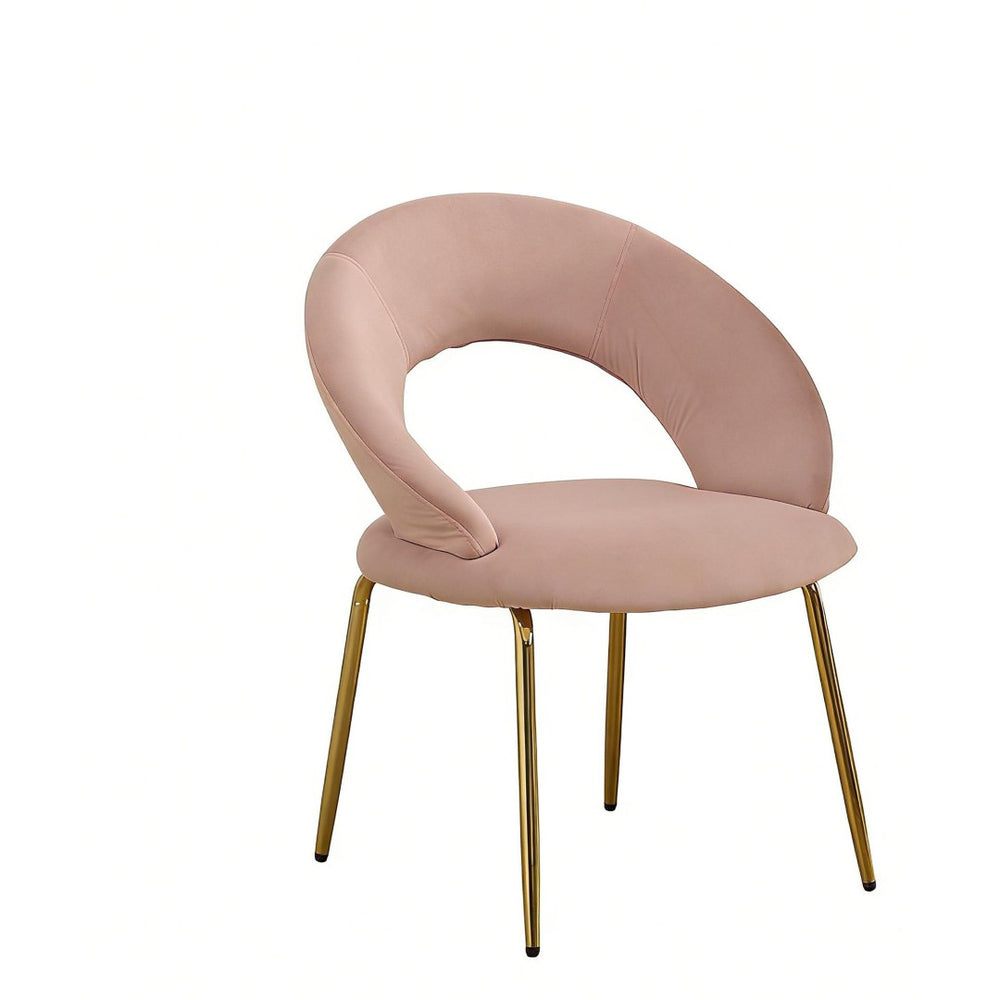 HomeRoots White Boucle Side Chair with Gold Legs - Modern Curved Back Design for Dining and Accent Spaces 719661