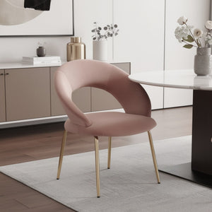 HomeRoots White Boucle Side Chair with Gold Legs - Modern Curved Back Design for Dining and Accent Spaces 719661