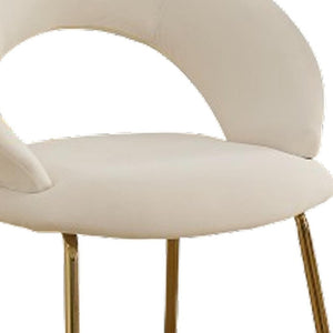 HomeRoots Green Boucle and Gold Curved Back Dining Chair - Stylish, Versatile Accent for Modern Spaces! 719662