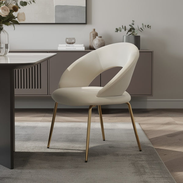 HomeRoots Green Boucle and Gold Curved Back Dining Chair - Stylish, Versatile Accent for Modern Spaces! 719662