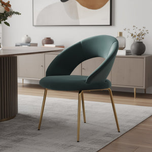 HomeRoots Pink Boucle Dining Chair - Elegant Curved Back Design in Gold Metal Frame for Modern Spaces, 400lbs Capacity 719663