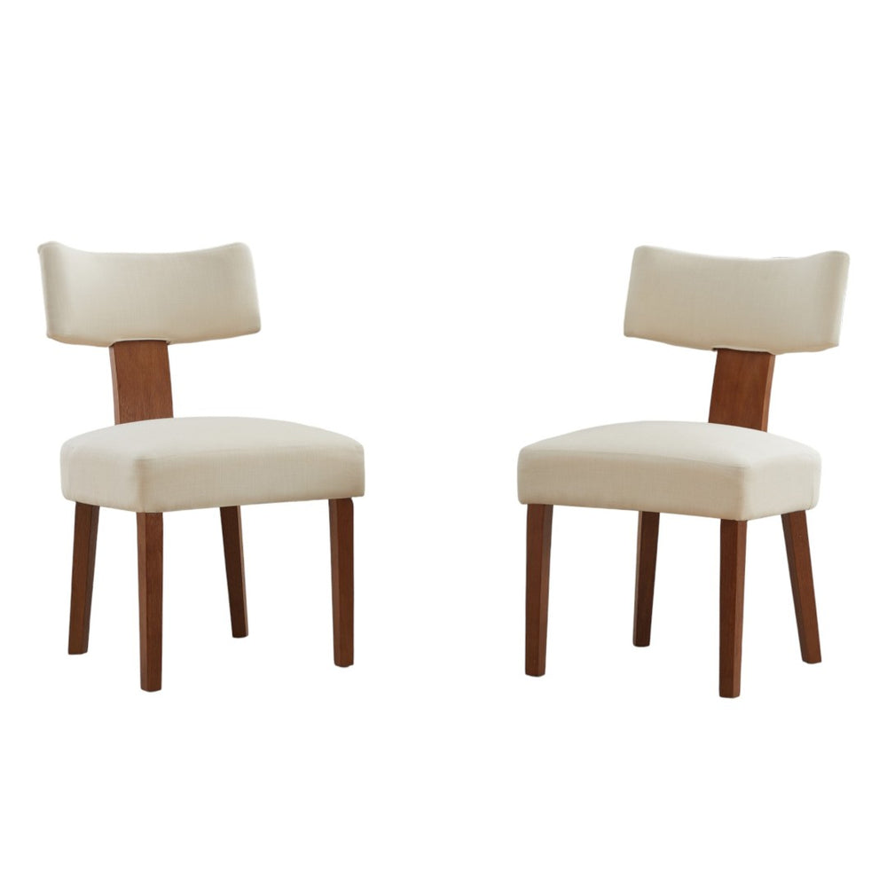 HomeRoots Set of Two Modern Gray and Brown Linen Accent Chairs with Solid Wood for Versatile Dining Style 719665