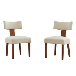 HomeRoots Set of Two Modern Gray and Brown Linen Accent Chairs with Solid Wood for Versatile Dining Style 719665