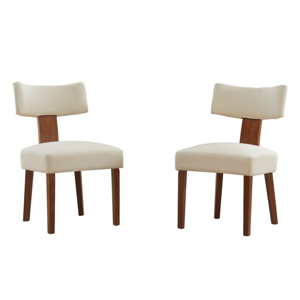 HomeRoots Set of Two Modern Gray and Brown Linen Accent Chairs with Solid Wood for Versatile Dining Style 719665