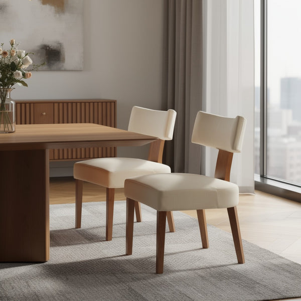 HomeRoots Set of Two Modern Gray and Brown Linen Accent Chairs with Solid Wood for Versatile Dining Style 719665