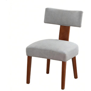 HomeRoots Set of Two Modern Gray Linen Side Chairs with Solid Brown Wood Legs for Stylish Dining Spaces 719666