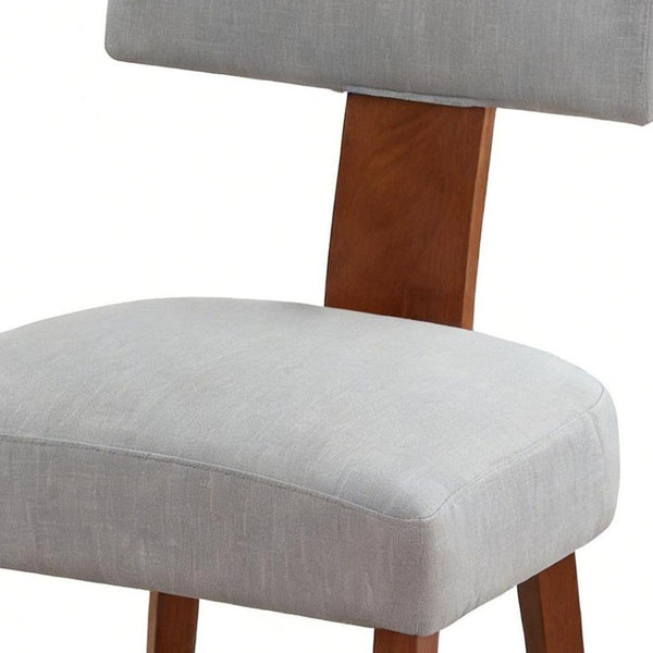 HomeRoots Set of Two Modern Gray Linen Side Chairs with Solid Brown Wood Legs for Stylish Dining Spaces 719666