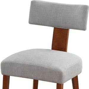 HomeRoots Set of Two Modern Gray Linen Side Chairs with Solid Brown Wood Legs for Stylish Dining Spaces 719666