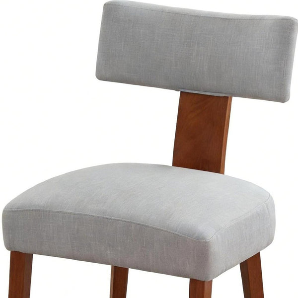 HomeRoots Set of Two Modern Gray Linen Side Chairs with Solid Brown Wood Legs for Stylish Dining Spaces 719666