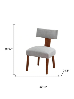 HomeRoots Set of Two Modern Gray Linen Side Chairs with Solid Brown Wood Legs for Stylish Dining Spaces 719666