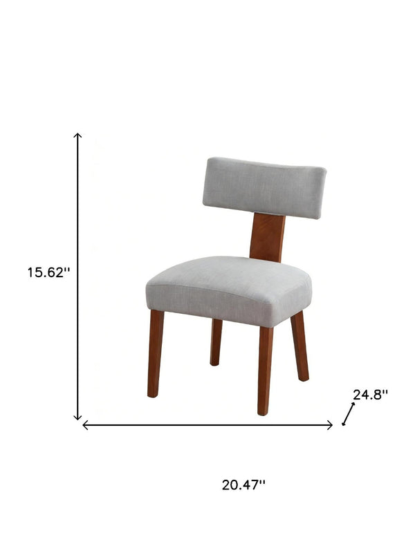 HomeRoots Set of Two Modern Gray Linen Side Chairs with Solid Brown Wood Legs for Stylish Dining Spaces 719666