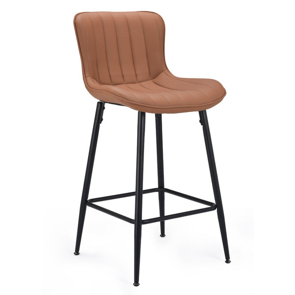 HomeRoots Set of Two Contemporary Black Faux Leather Counter-Height Bar Chairs with Metal Frame Support 719670