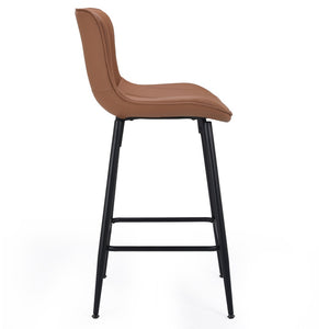 HomeRoots Set of Two Contemporary Black Faux Leather Counter-Height Bar Chairs with Metal Frame Support 719670